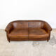 Vintage sheep leather three seater club sofa