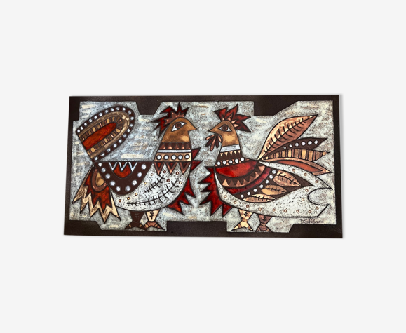 Plaque décorative de max et dominique picard, vallauris - 1960