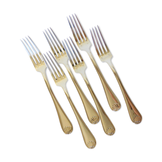 6 silver-plated forks hallmarked by the Liberty goldsmith, shell model 2106253