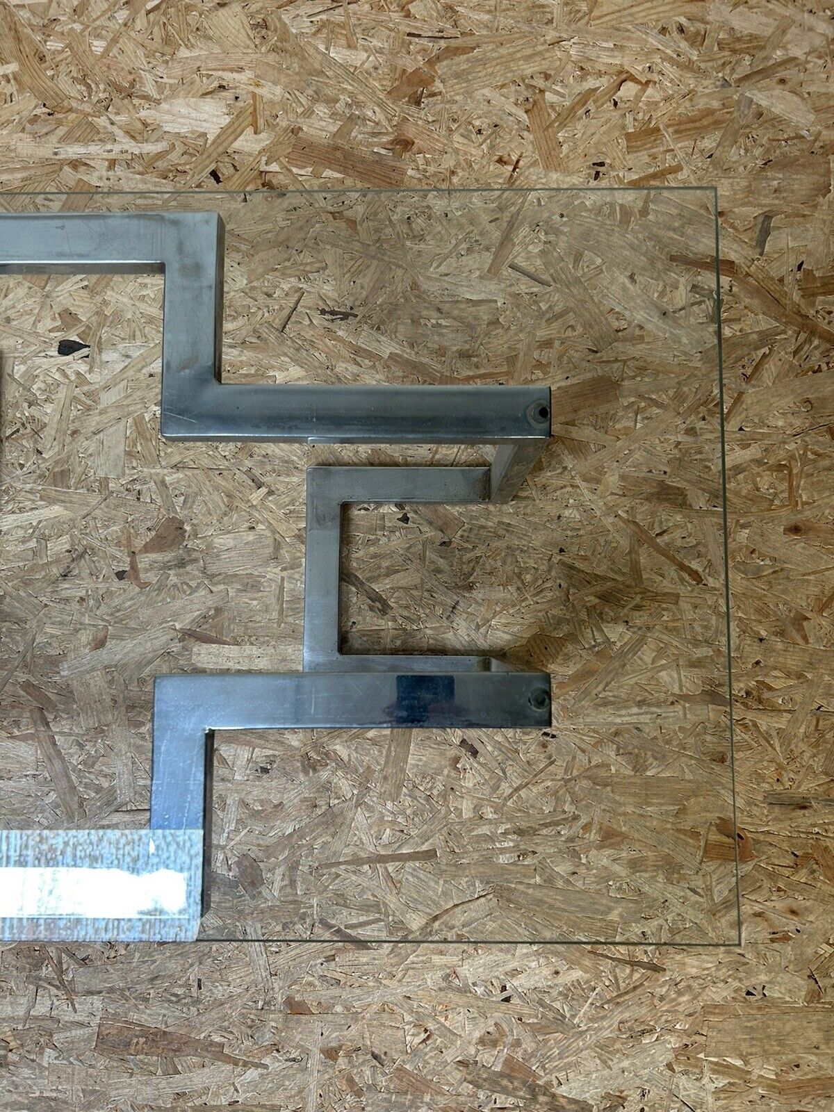 Old glass and chrome coffee table, 70