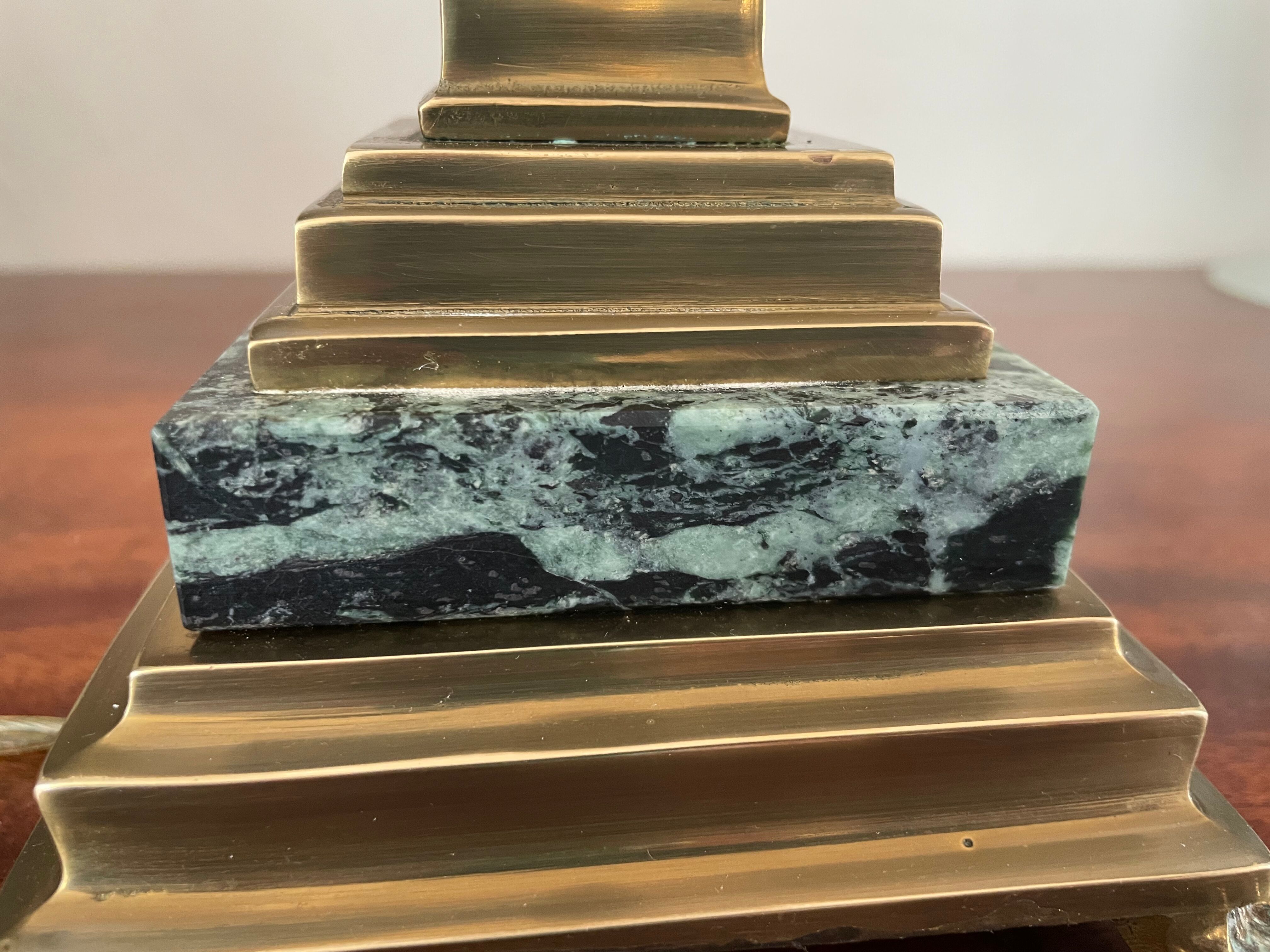 Column lamp in gilded bronze and marble 36cm