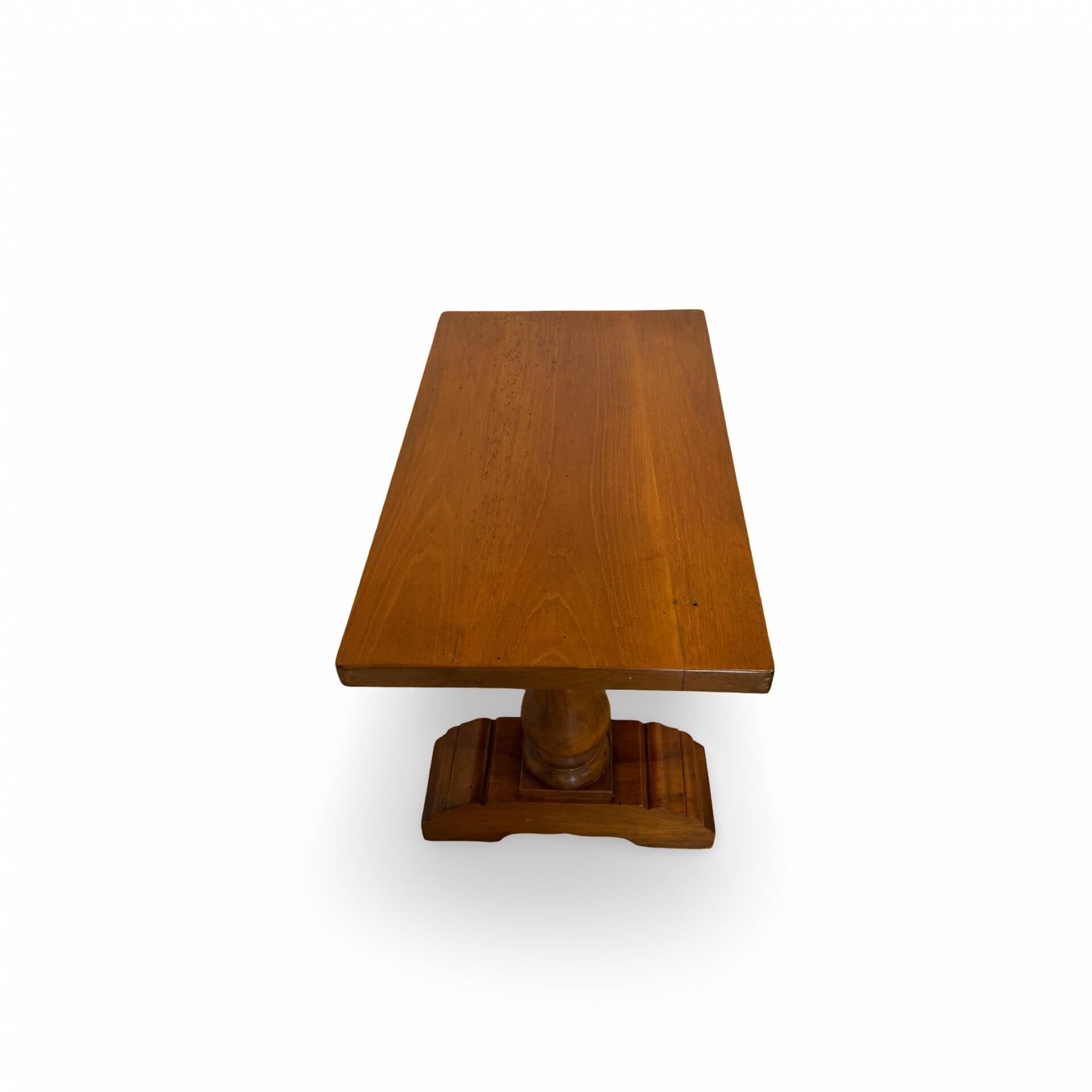 A small, rustic walnut wooden table, crafted from solid walnut wood, 1