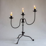 Wrought iron candlestick, handcrafted work, second half 20th century