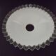 French frilled glass pendant shade, white opaline glass with a clear scalloped edge.