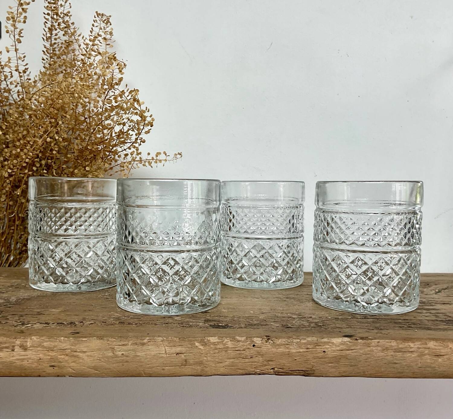 4 vintage whiskey glasses