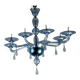 Blue murano glass venetian chandelier, 8 light arms