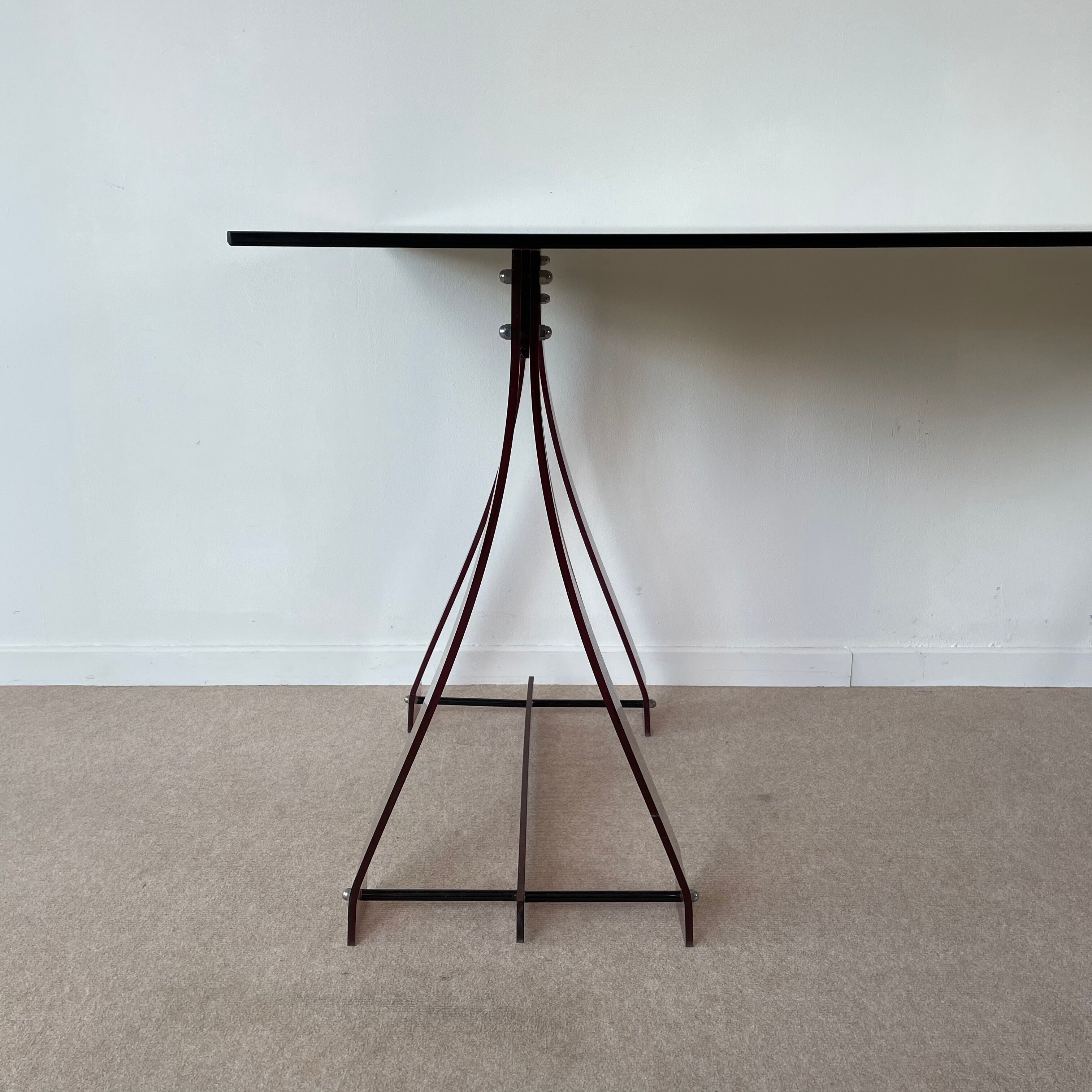 Office glass tray on trestles altuglass 1970s