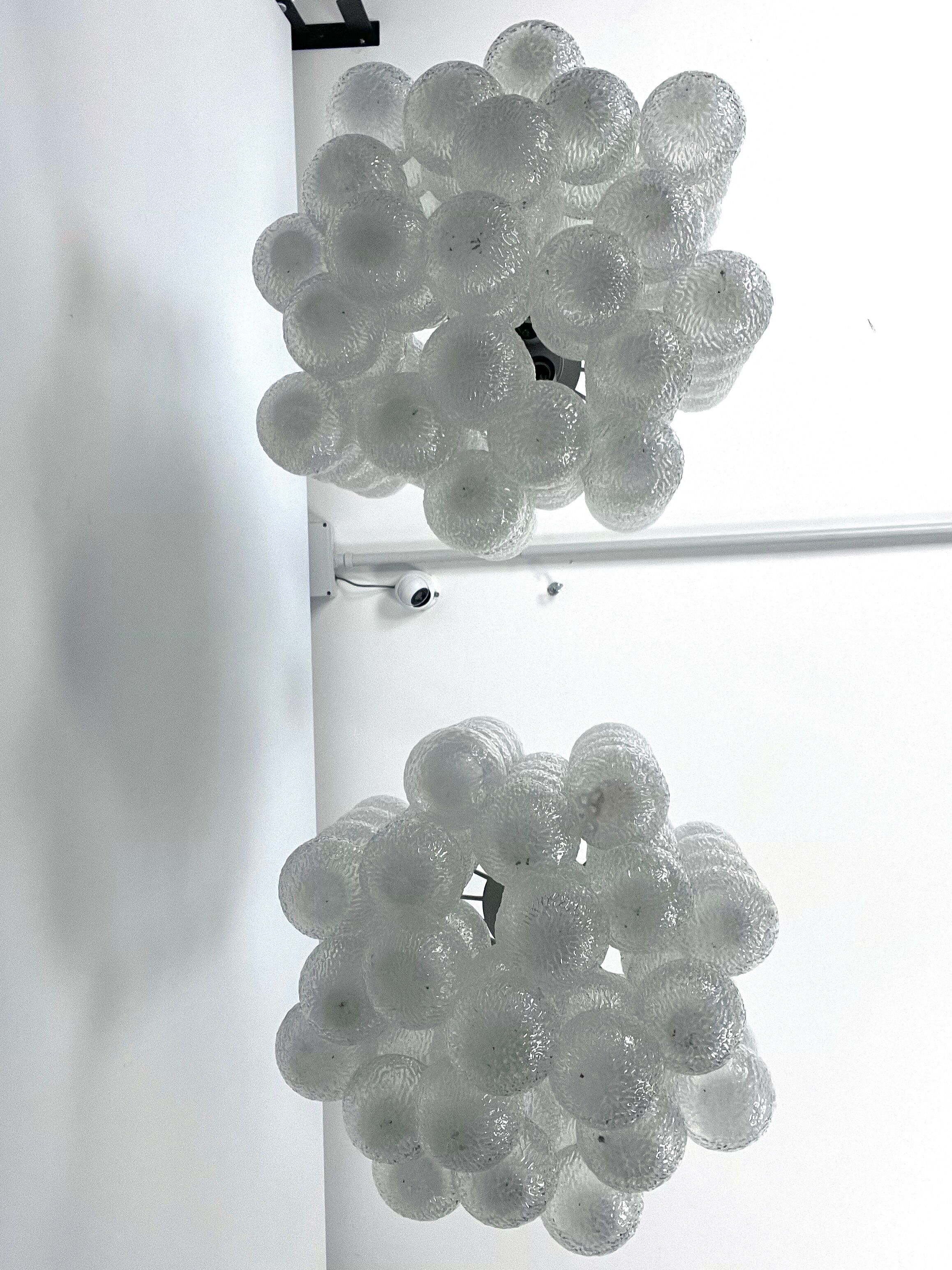 Pair of Mid-Century Murano Bubble Glass chandeliers. Italy 1960s