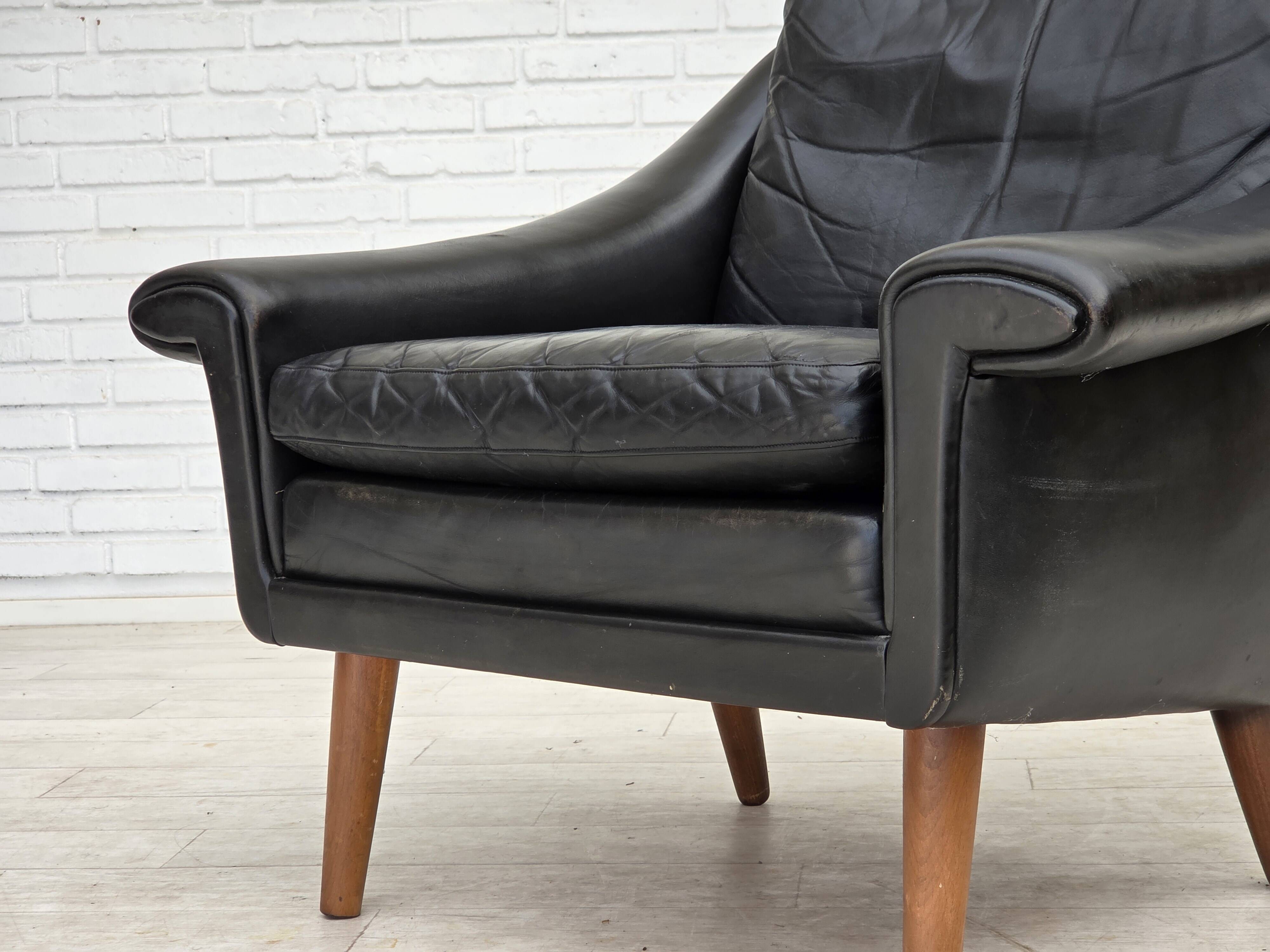 1960s, Danish armchair by Aage Christensen, furniture leather.