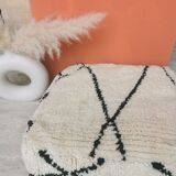 Housse de pouf berbère béni ouarain 100% laine blanche à losanges