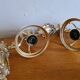 Pair of opaline and gilded brass wall lights