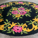 Vintage round wool rug, 150cm, 1970s