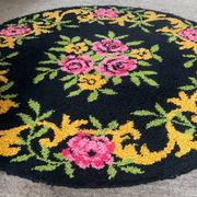 Tapis rond vintage en laine 150cm années 70