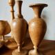 Composition of vases and cups in turned wood
