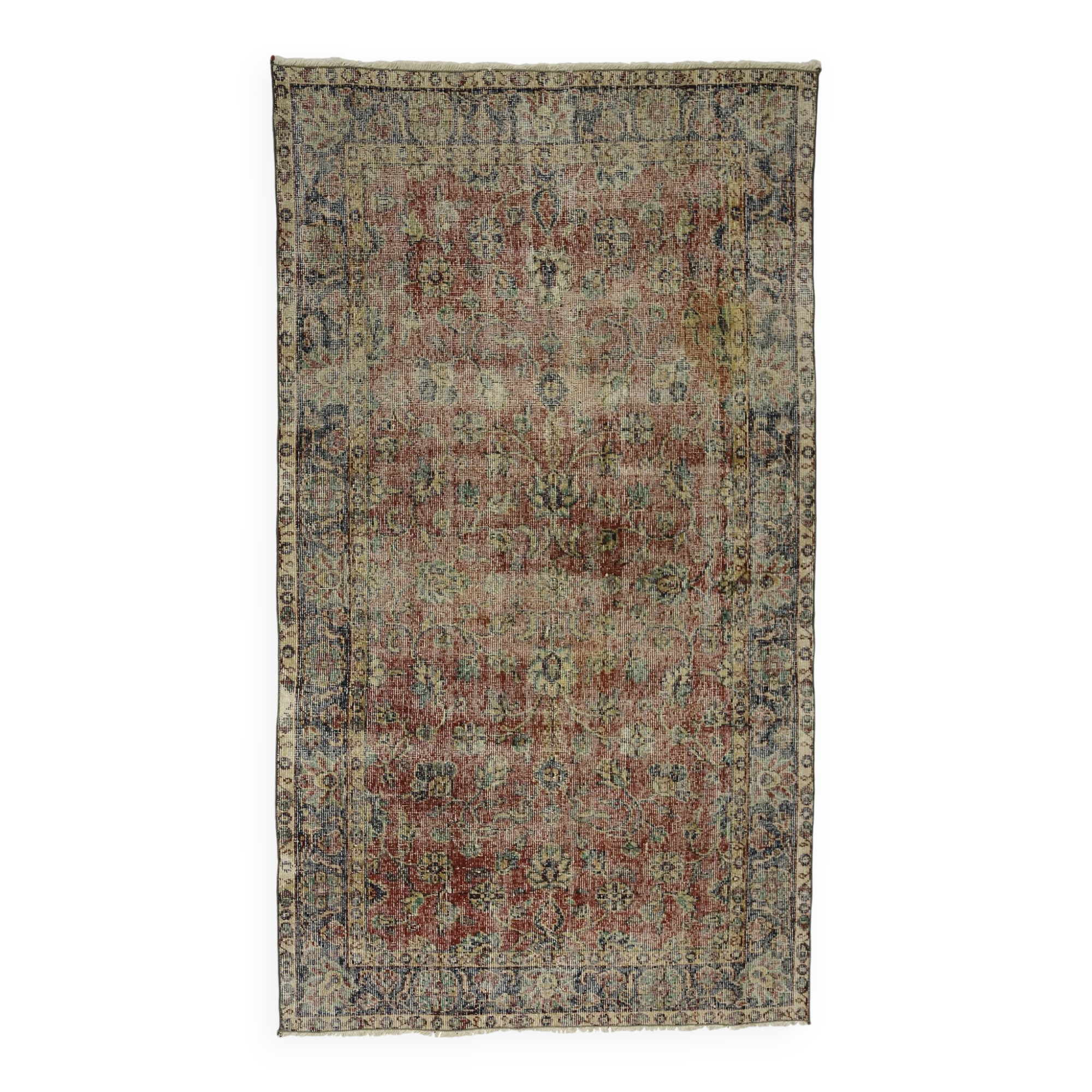 Turkish Anatolian Handmade Vintage Area Rug 204 cm x 114 cm