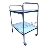 Vintage chrome metal serving trolley
