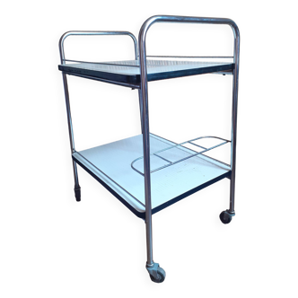 Vintage chrome metal serving trolley