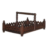 Vintage wooden basket, wooden fruit bowl, kitchen, nature, folk art