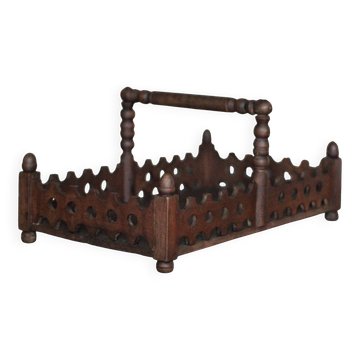 Vintage wooden basket, wooden fruit bowl, kitchen, nature, folk art