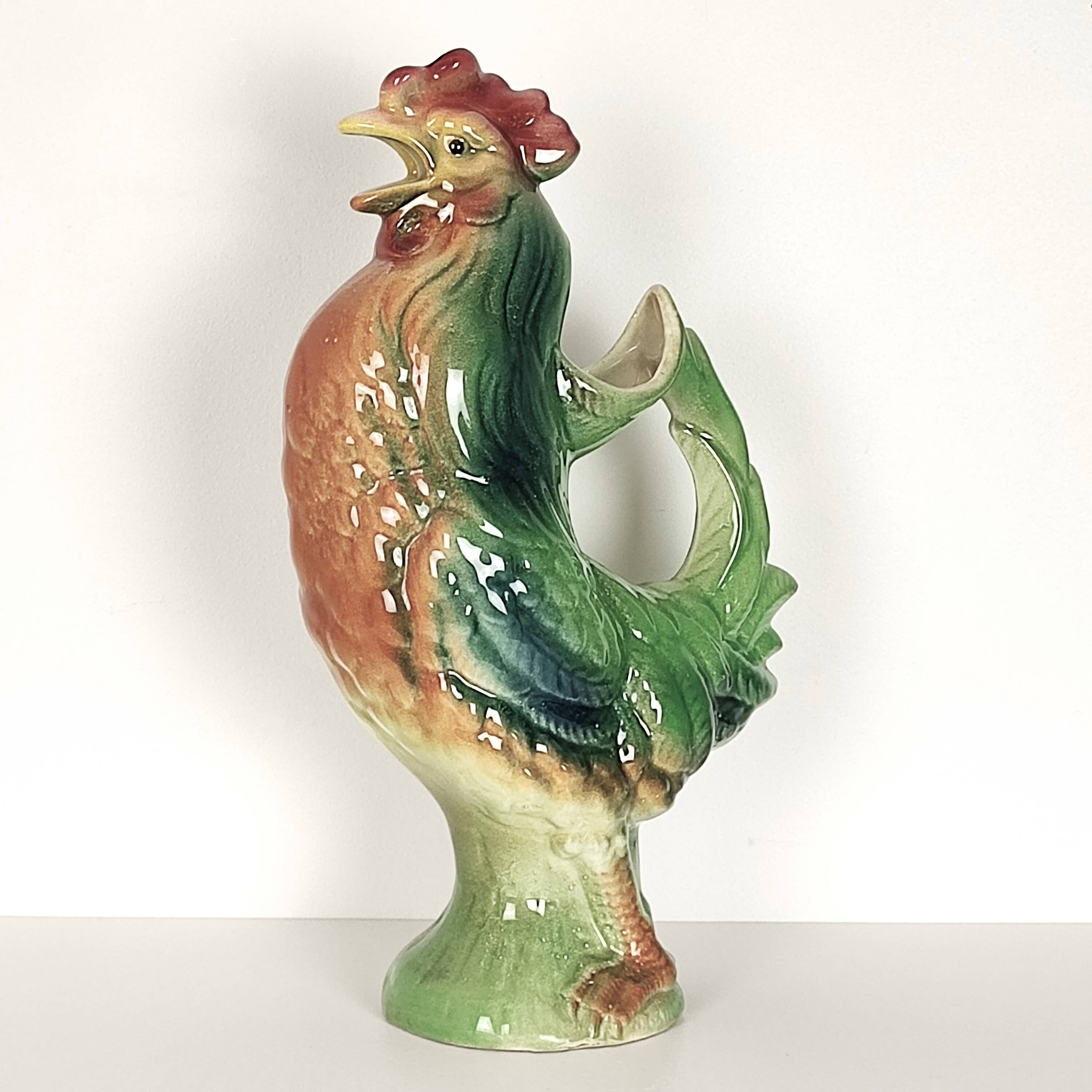 Pichet coq en barbotine