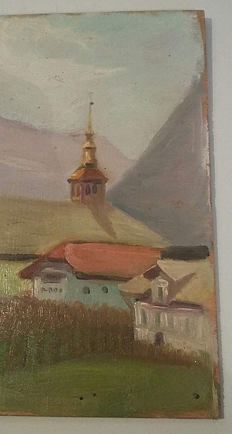 Oil paintings oil on Panel mountain landscape