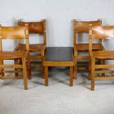 Ensemble de 4 chaises et table basse Maison Regain, France, circa 1970