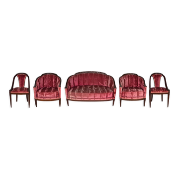 Art Deco Salon by Paul Follot in pink velvet, circa 1920