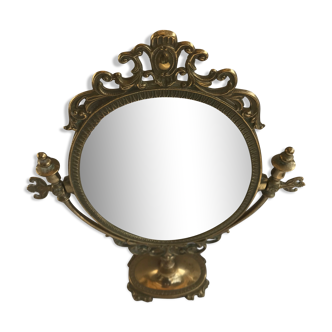 Medallion mirror in brass - vintage decoration glass