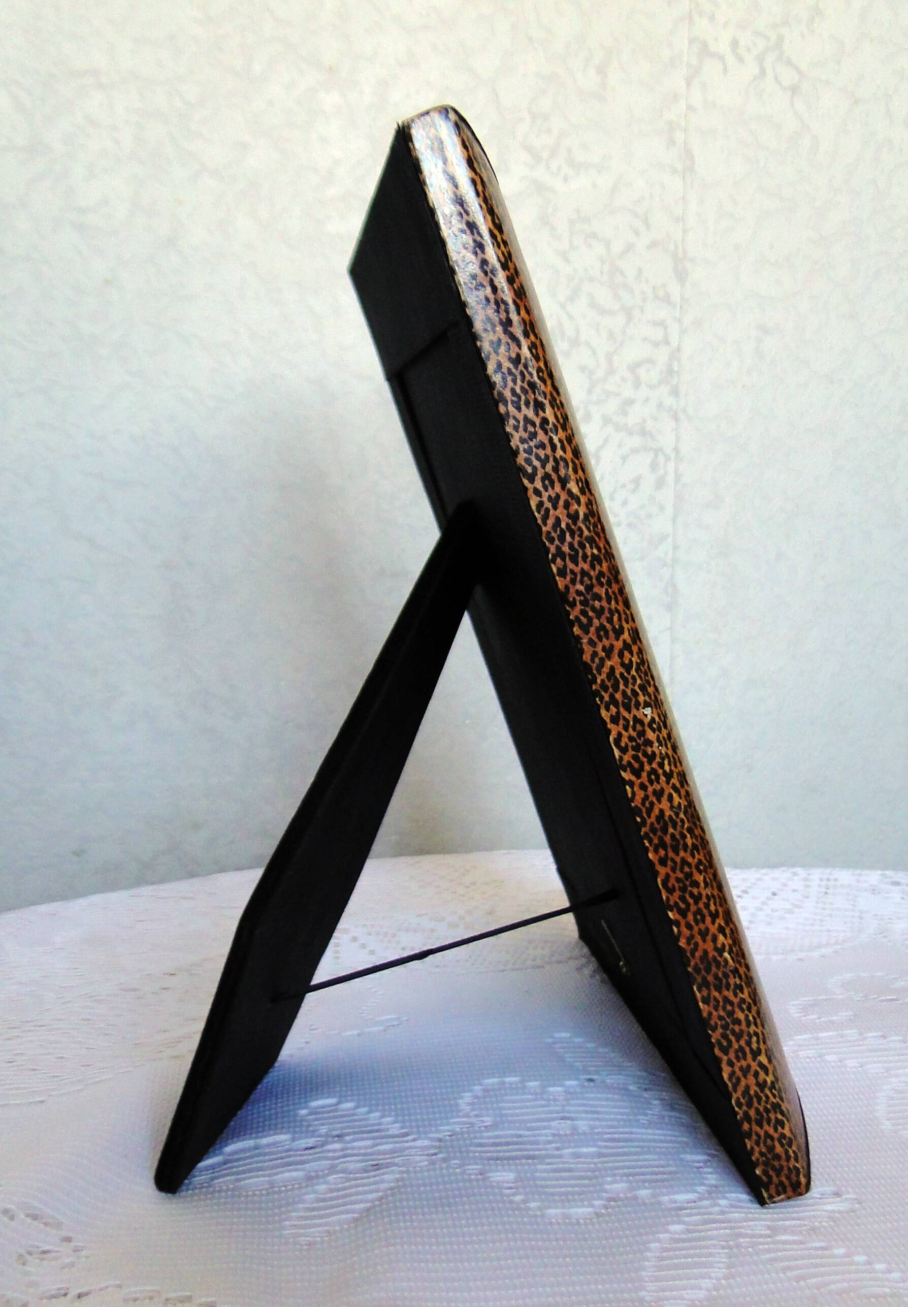 Antique photo holder frame to stand christian dior leopard style print