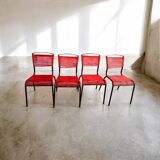 Set de 4 chaises Spaghetti rouges – Design italien 70s – style Belotti