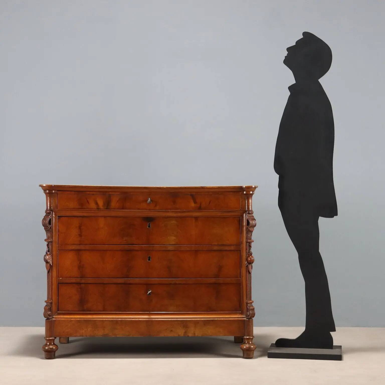 Antique Charles X mahogany commode, Genoa, 19th century