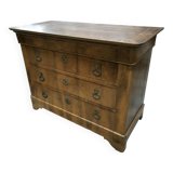 Restoration period chest of drawers in flamed walnut
