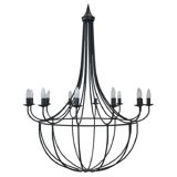 Vintage Large Iron Balloon Chandelier, 12 Bulbs