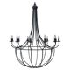Chandelier en fer vintage large, 12 ampoules