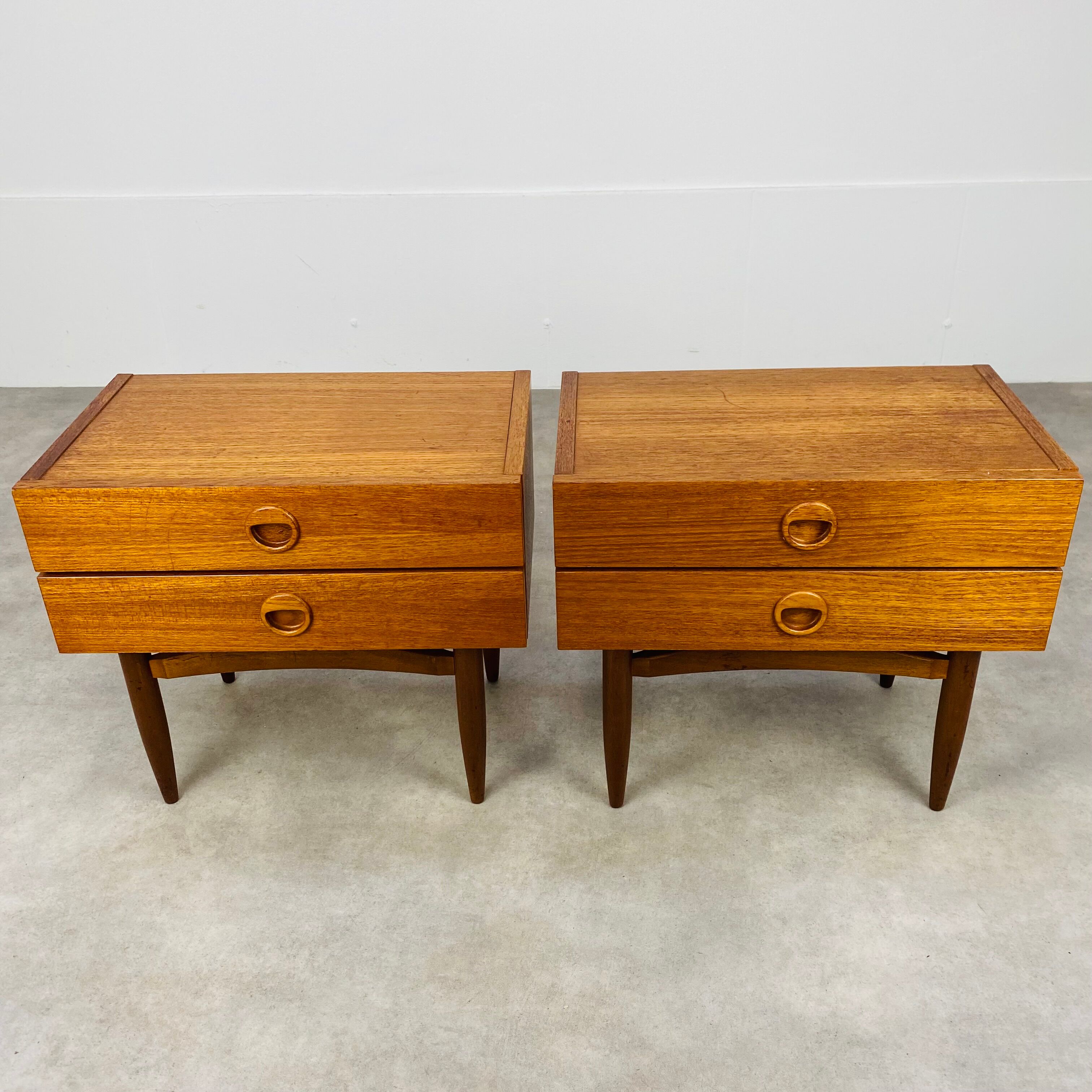 Pair of Scandinavian teak bedside tables 60s