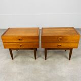Pair of Scandinavian teak bedside tables 60s