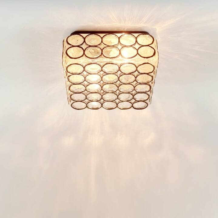 Mid Century Modern Iron Ring Glass Ceiling Light From Limburg, 1960s