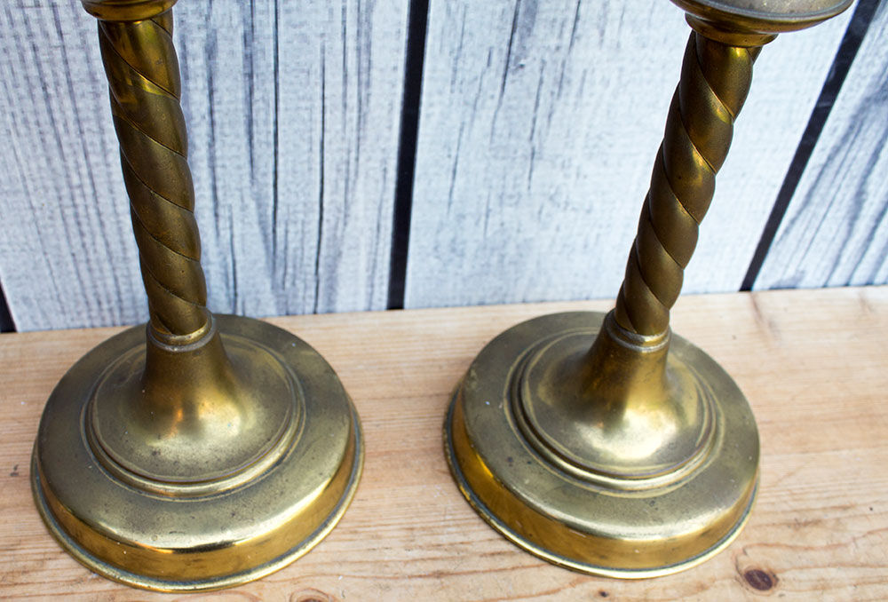 Old pair of church brass candlesticks 56 cm