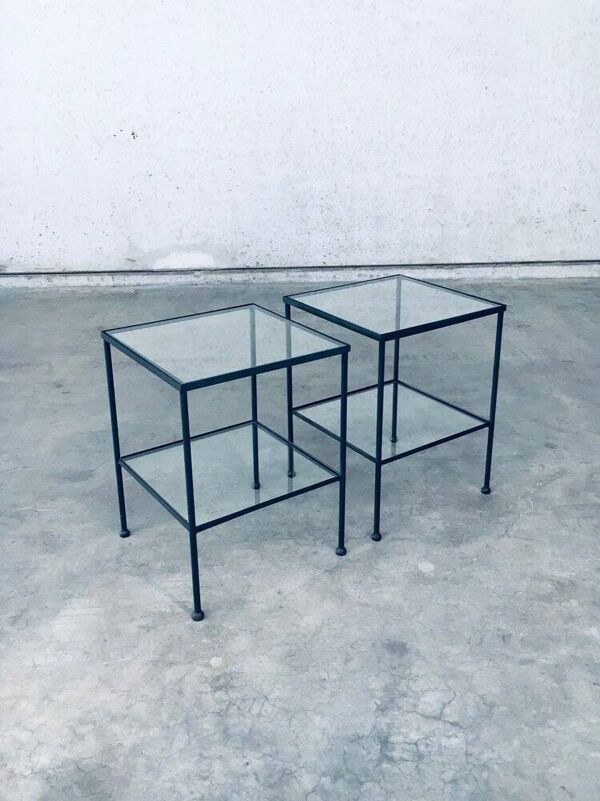 Minimalist Two Tier Side Tables, Belgium, 1960s, Set of 2