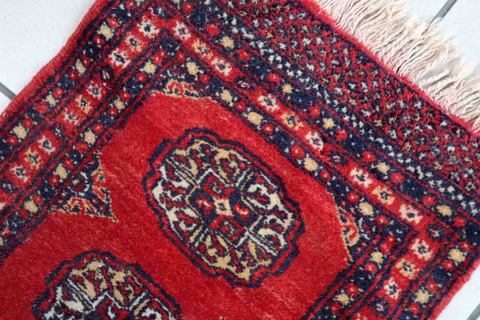 Vintage pakistani carpet lahore handmade 45cm x 86cm) 1970s