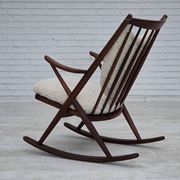 1960s, Danish rocking chair by Frank Reenskaug, model 182, sheepskin.