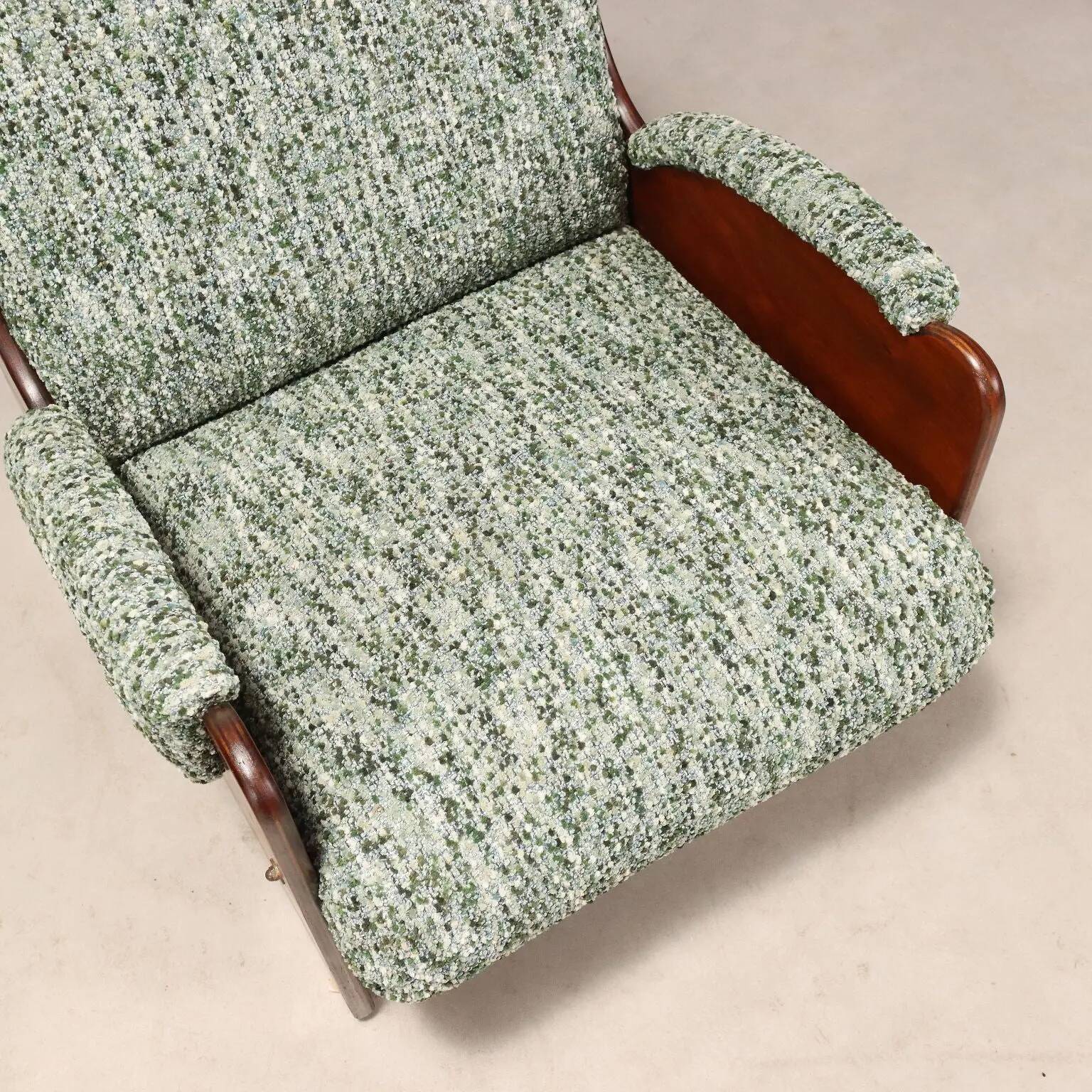 Paire de fauteuils vintage en bois et tissu, design, Italie, années 1960