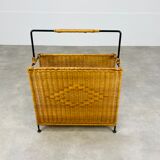 Magazine holder 50s rattan and metal