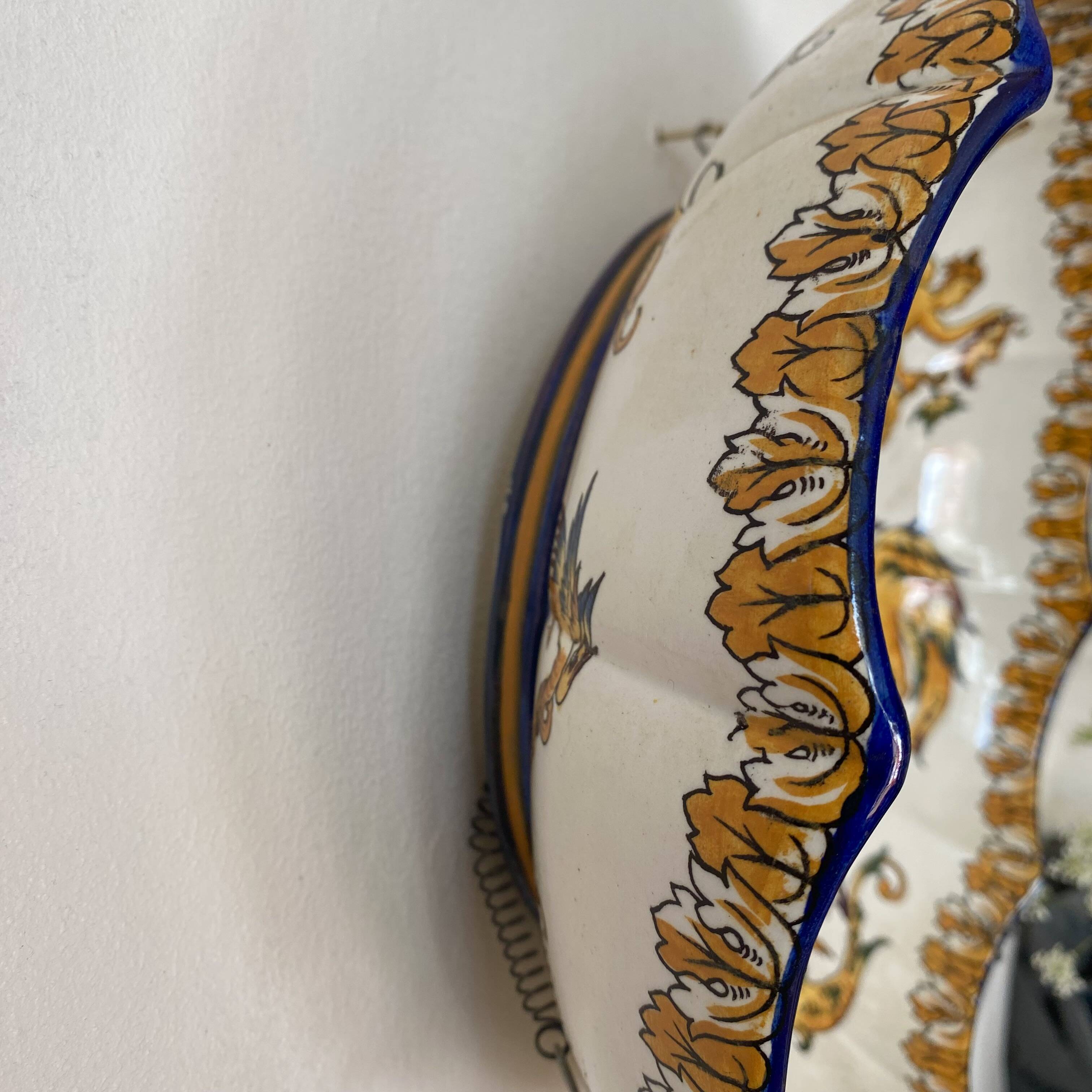 Renaissance decorated earthenware salad bowl from Gien.
