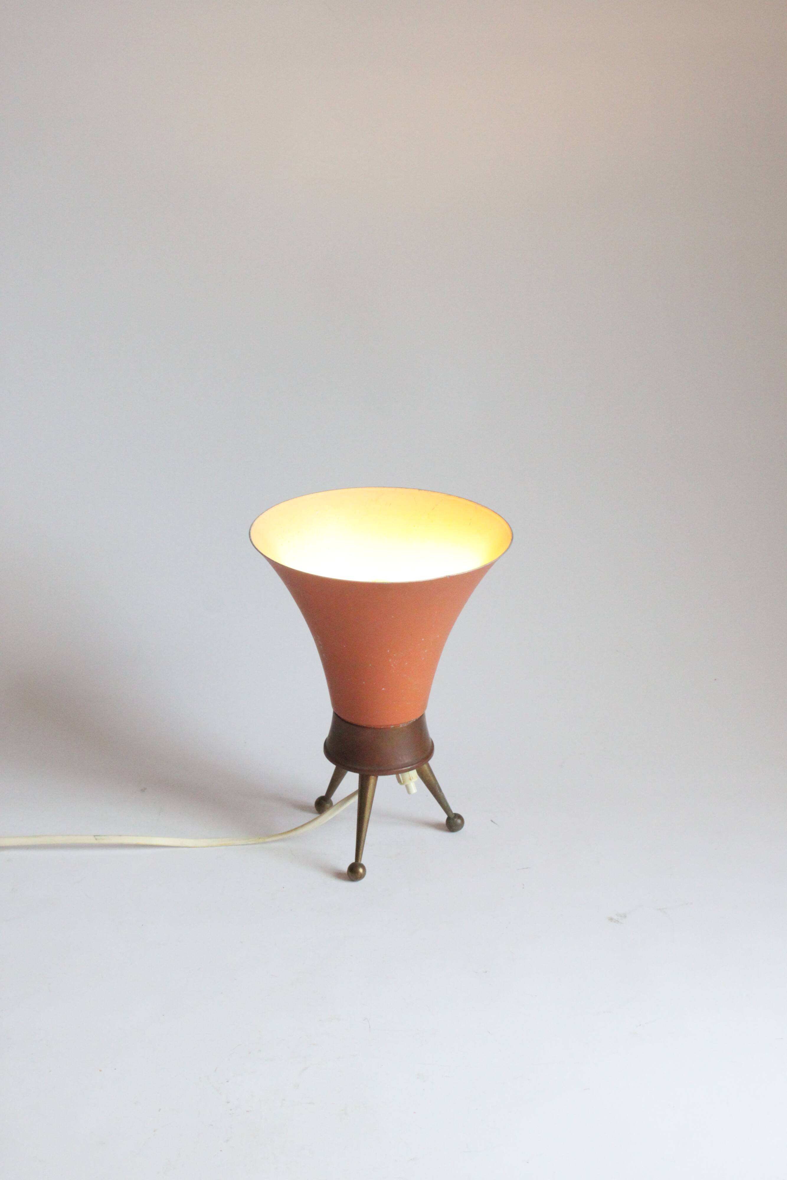 Brass tripod table lamp, 1950s