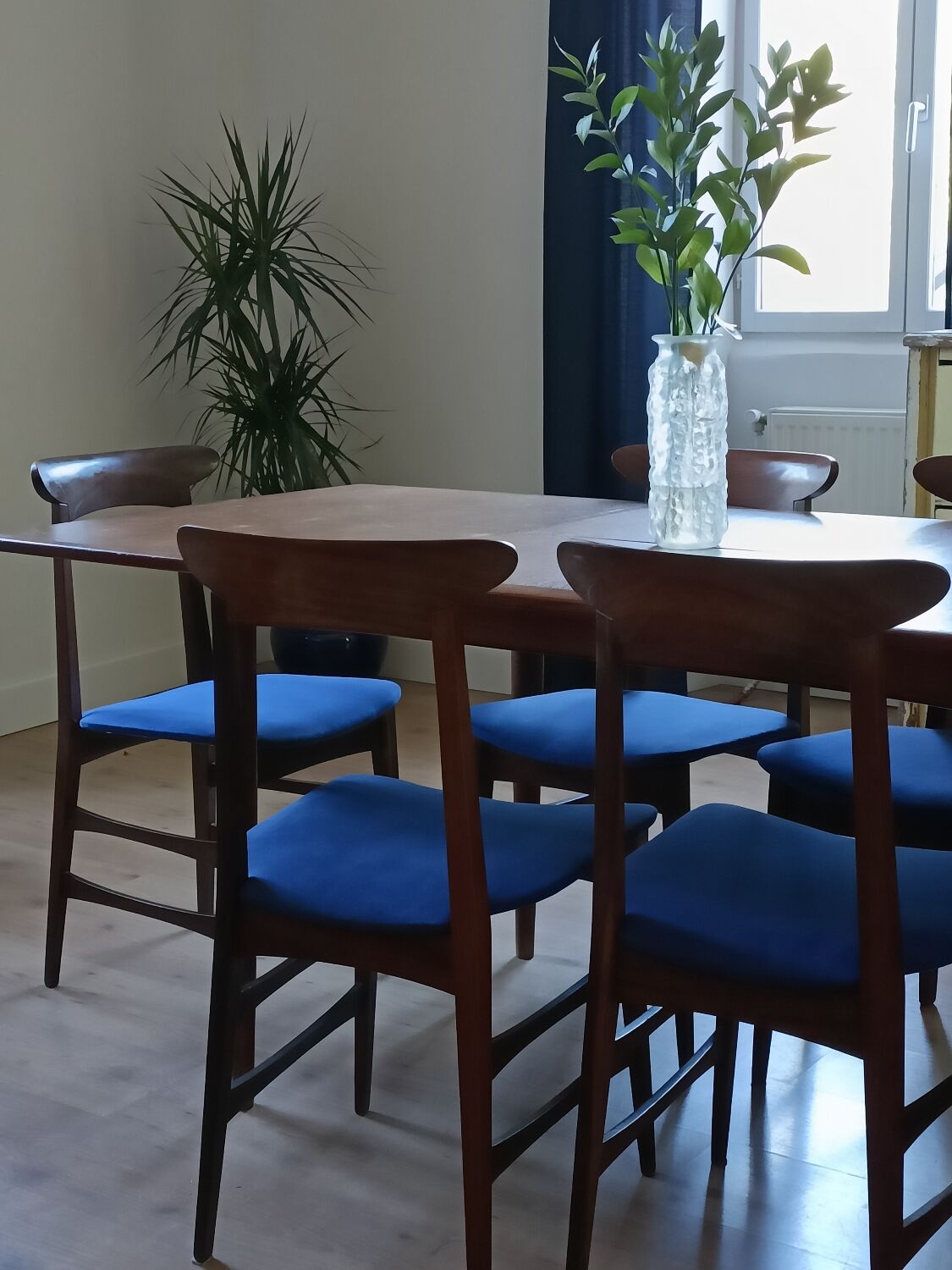 1960s Italian teak chairs in blue