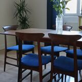 1960s Italian teak chairs in blue