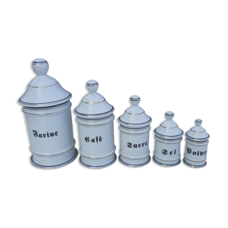5 Porcelain Spice Pots M.P Lamie St Yriex la Perche