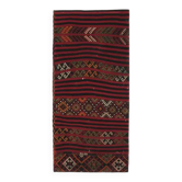 Tapis coureur vintage turc en laine et coton noué à la main des années 1970, 87x187.
