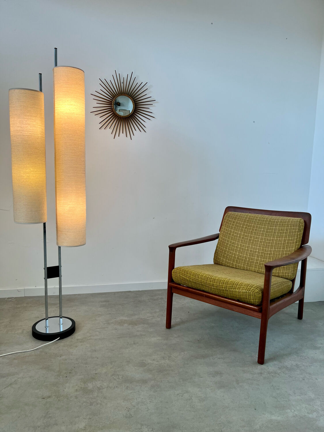 Old Scandinavian design armchair in vintage teak year 60